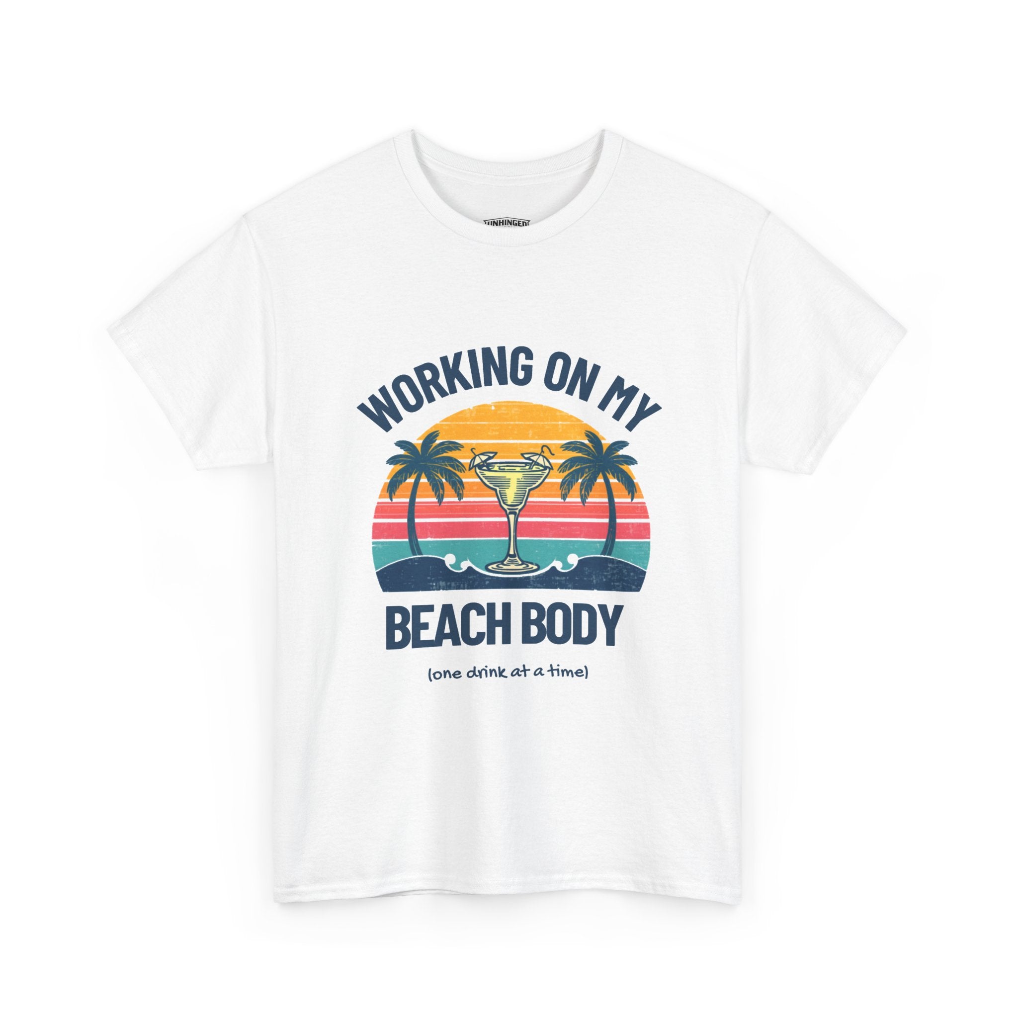Working On My Beach Body T-Shirt | Vintage Vibe Sunset Palm Trees Shirt