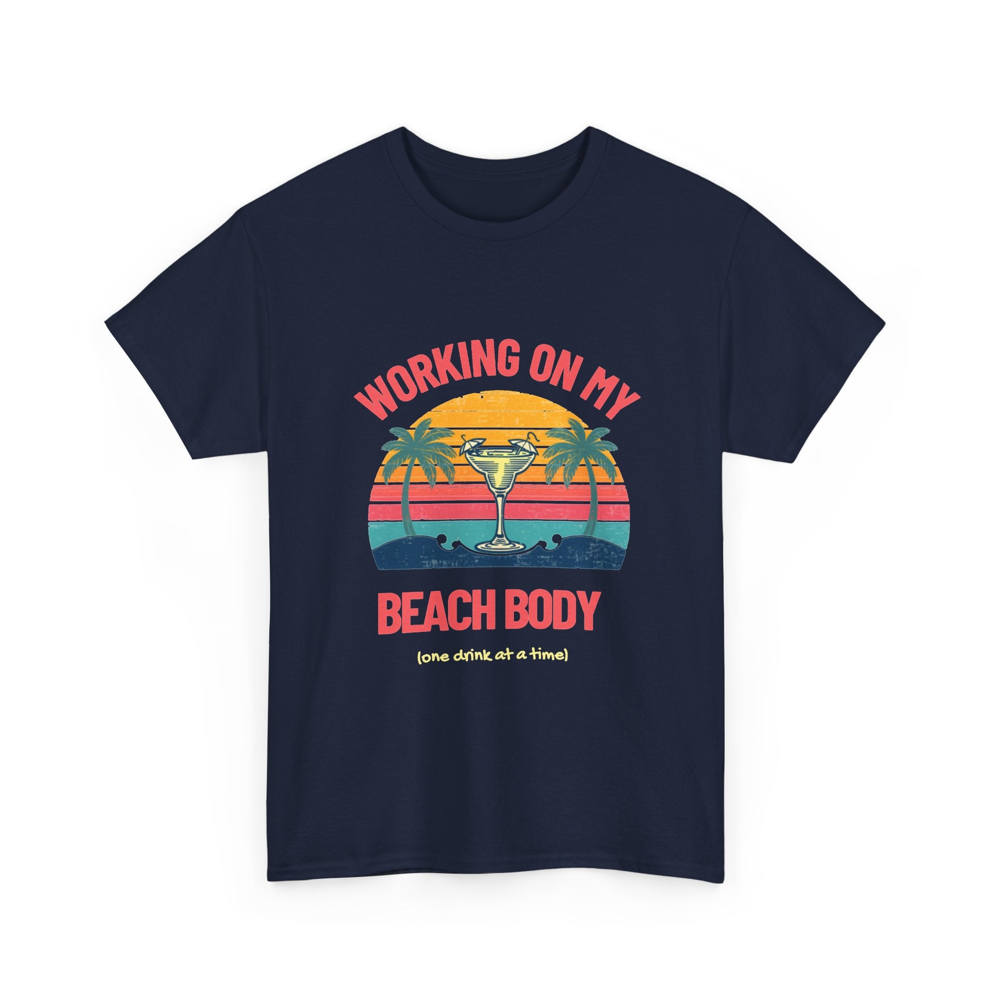 Working On My Beach Body T-Shirt | Vintage Vibe Sunset Palm Trees Shirt