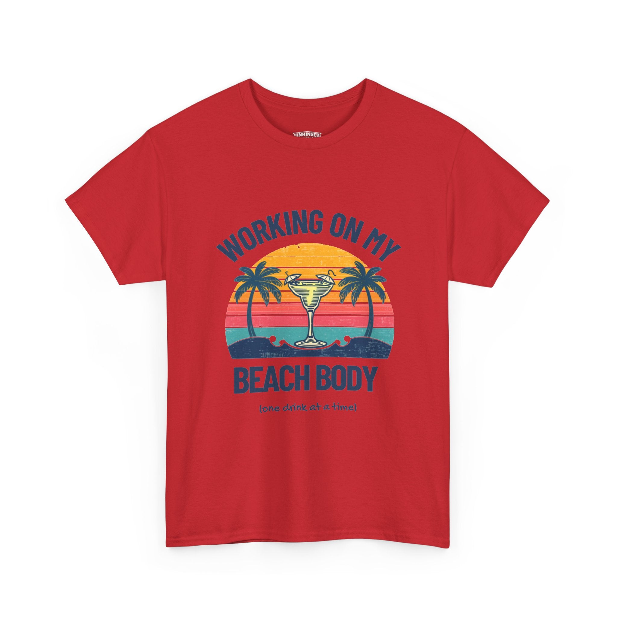 Working On My Beach Body T-Shirt | Vintage Vibe Sunset Palm Trees Shirt